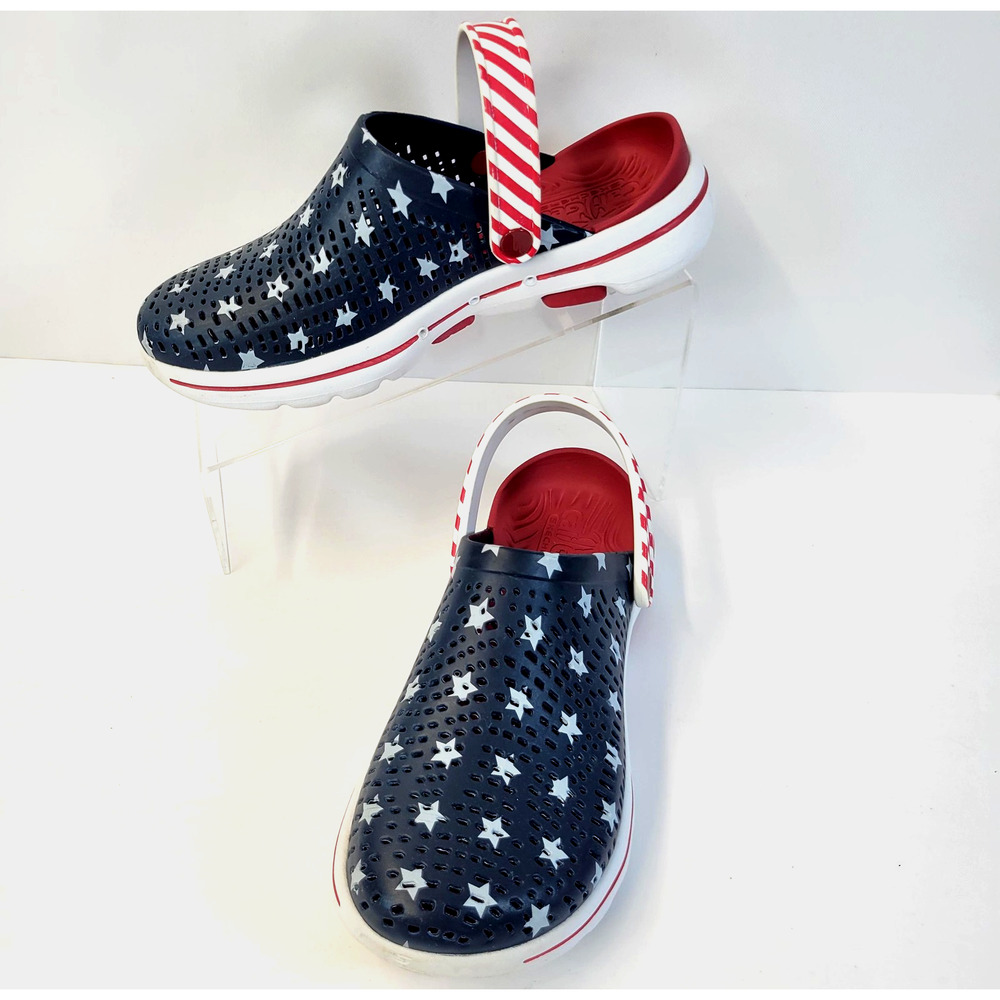Skechers Cali Gear Clog Shoes Womens Size 7 Red White Blue Stars Stripes Bold